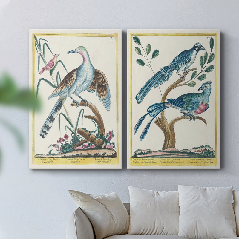 Toile tendue avec châssis V-Premium Pastel Birds, H 60 po x l 40 po