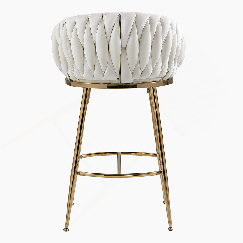 Tabourets de bar Rukja, Flanelle blanche