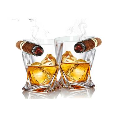 Cigar Glass Whiskey Glass Cup With Cigar Holder Transparent 11 Oz