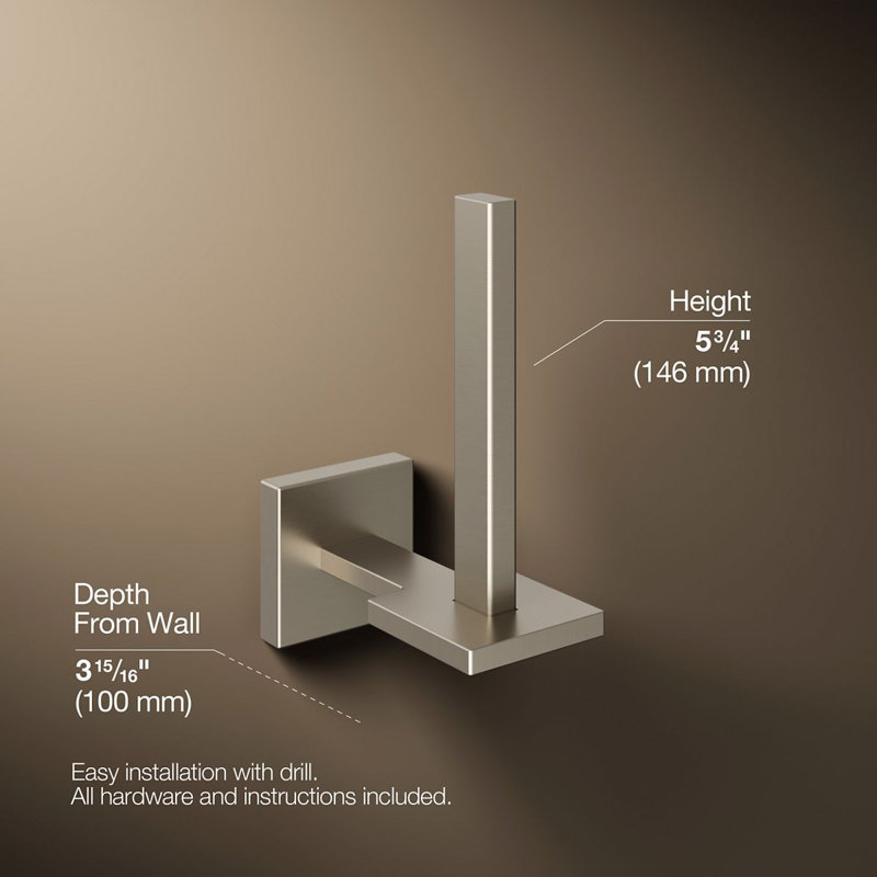 Square Vertical Toilet Tissue Holder, Vibrant Brushed Nickel