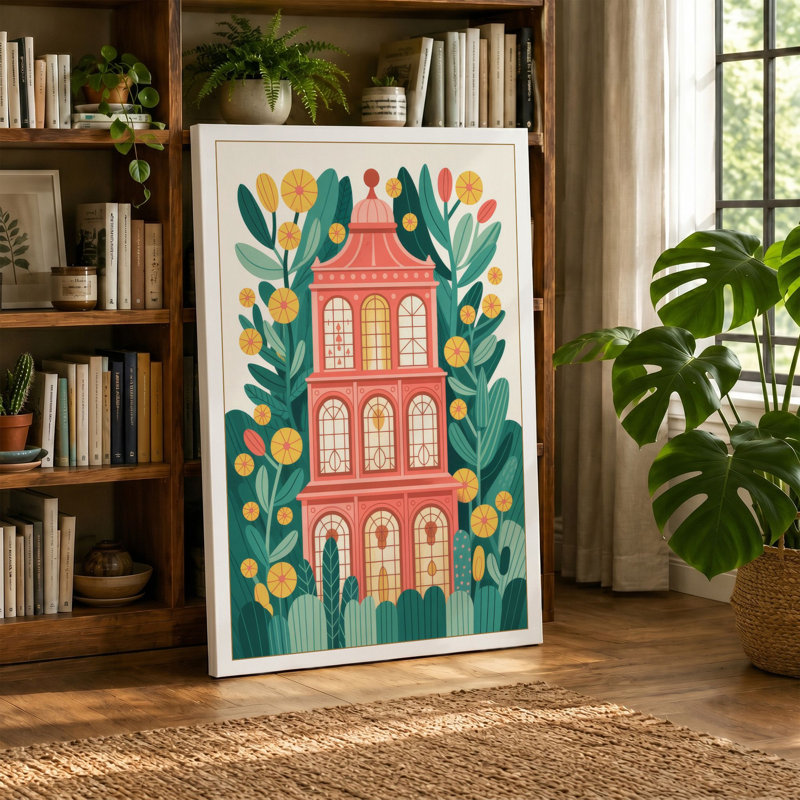 Townhouse Botanical - Wrapped Canvas, 24x16 - 61.0 x 40.6 cm, Taupe Border