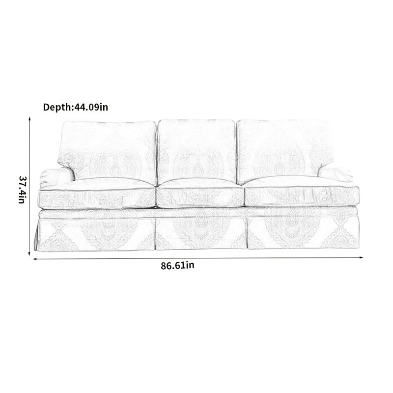 Canapé simple jaune décontracté, H 37,4 po x l 86,61 po x P 44,09 po, 3