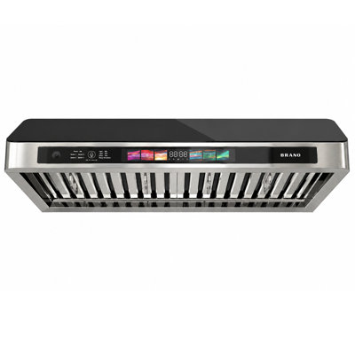 Hotte de cuisine sous-meuble de 91 cm (36 po) en acier inoxydable, débit de 900 pi³/min (25,5 m³/min), avec commande vocale, gestuelle et tactile