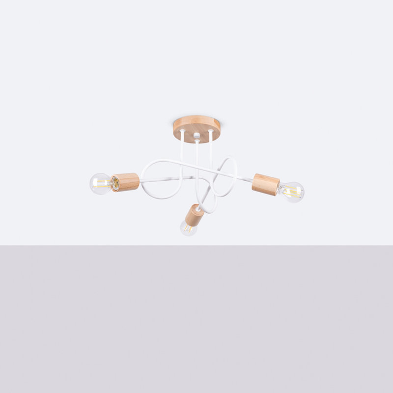 Chandelier, White, 26cm H x 56cm W x 14cm D, 3 Lights