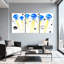 Ensemble de 3 impressions sur toile, méduse bleue et tentacules jaunes-829441096
