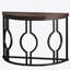 Console demi-lune pour le hall d'entrée, canapé industriel semi-circulaire de 43 pouces avec base géométrique, table d'appoint en bois pour le salon, couloir, vestibule, entrée, brun rustique