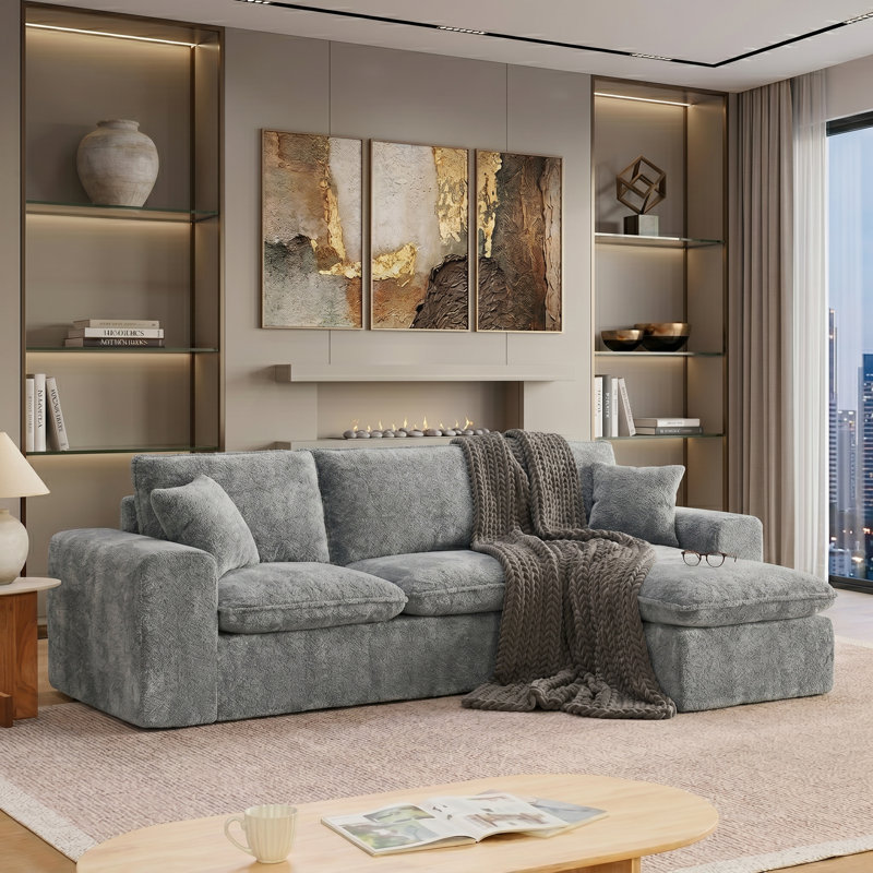 Canapé modulaire 107 "moderne avec boucle et méridienne réversible gris, Gris