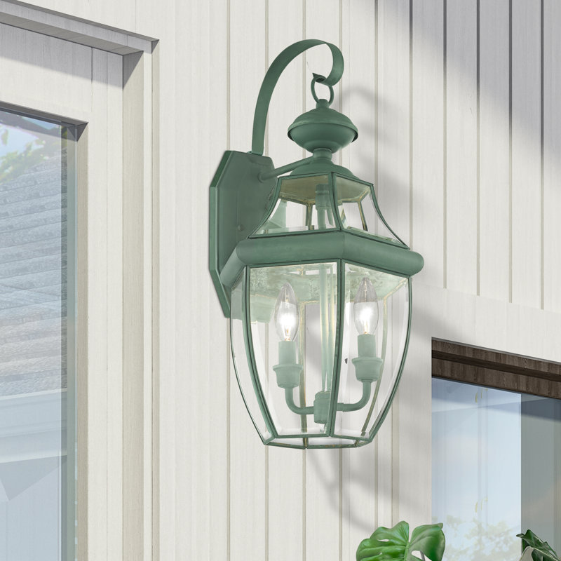 Alexavier Solid Brass Wall Light, Verdigris, 20.25" H x 10.5" W x 10" D