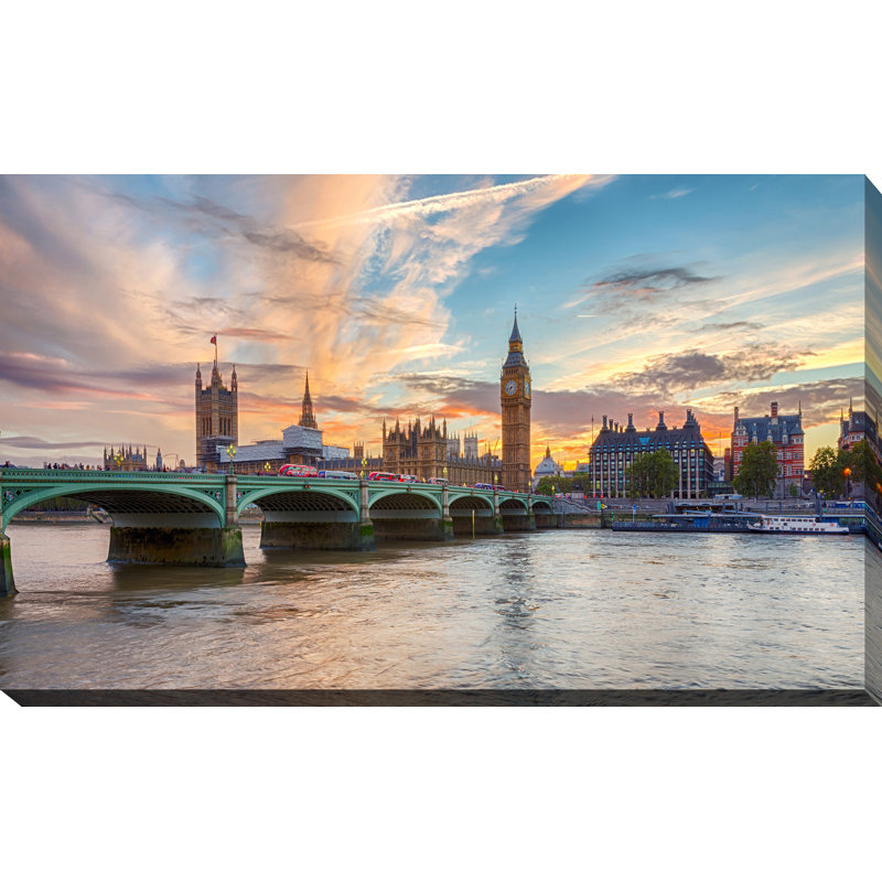 «Westminster and Big Ben in London, England», reproduction de photo sur toile tendue, H 36 po x l 60 po x P 1,5 po