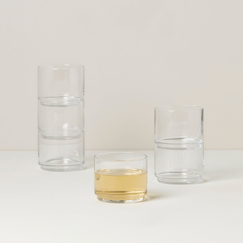 Clear Stackable Short Drinking Glasses Set of Six