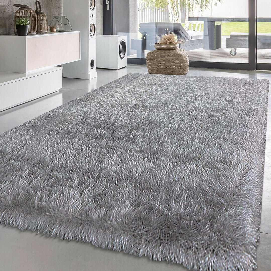 Solid Colour Silver Indoor / Outdoor Area Rug