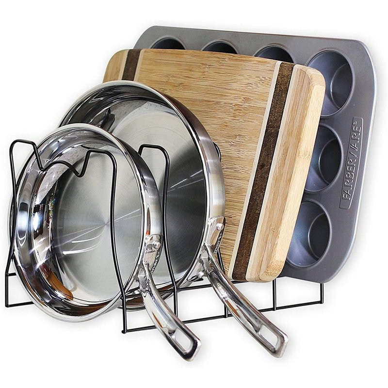 Organisateur de porte-couvercle de pot de cuisine, solution de rangement peu encombrante pour couvercles de casseroles et poêles de cuisine, bronze