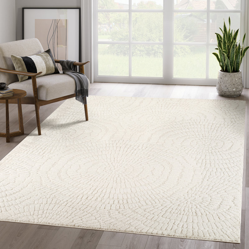 Abani Tearsa COZ170A Textured Cream Circle Pattern Area Rug, 7'9" x 10'2"