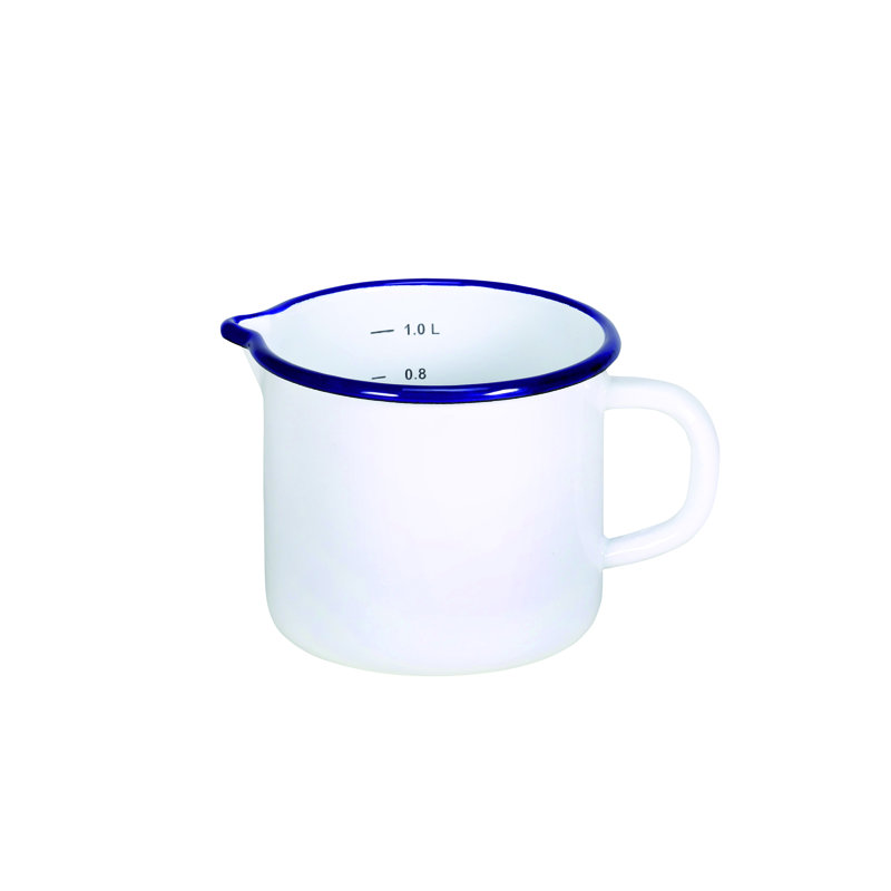 1L Enamelware Milk Pan, White