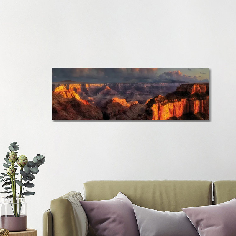 Grand Canyon 1 Piece Panoramic Wall Art on Canvas, 40.64cm H x 121.92cm W x 3.81cm D, Wrapped Canvas