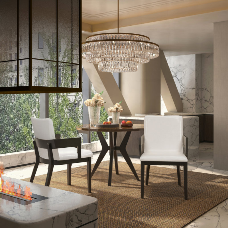 Modern Wood & White Glossy PU Leather Upholstered Dining Chairs Set Of 2, Black