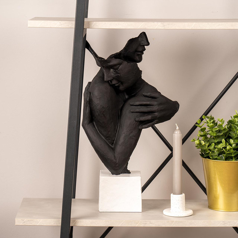 Polyresin Hugging Couple Figurine for the Living Room, Classy Sculpture Home Decor, Black, 31.5" H x 15.5" W x 6.5" D
