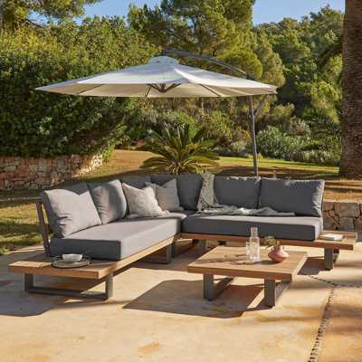 Annaleah 6 - Person Garden Lounge Set with Cushions & Parasol