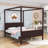 Queen Size Wooden Platform Bed with Headboard and Footboard, Slats-36040426