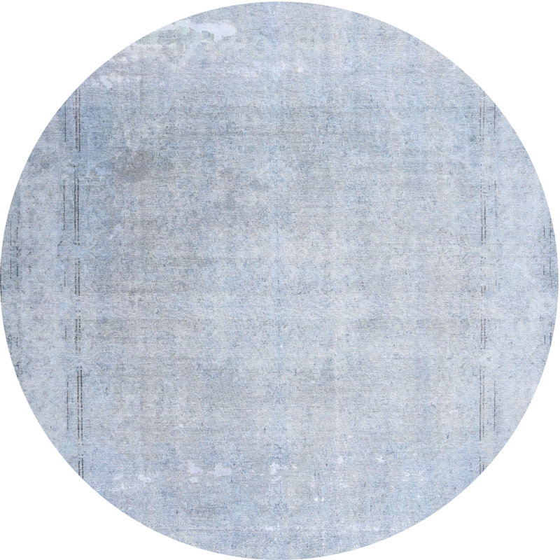 Tapis contemporain gris / blanc, Rond 8 pi