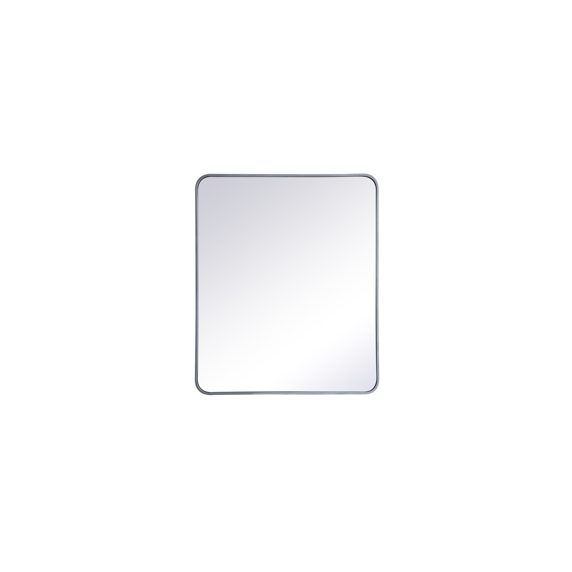 Sabine Metal Rounded Rectangle Wall Mirror, 36" x 30", Silver