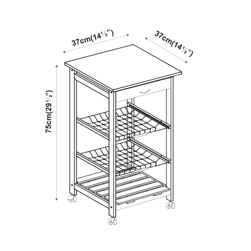 Mathie Solid Wood Bar Cart, White Wood