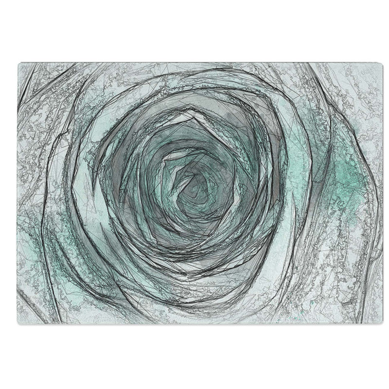 Glass Mint Green Rose in Abstract Chopping Board, 28.5 cm W x 20 cm L