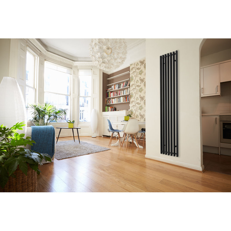 Bernard Vertical Designer Radiator, 130cm H x 39cm W x 6cm D, Black