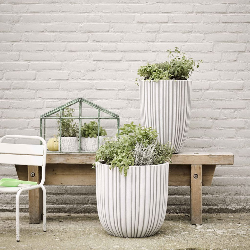 Capi Vase Urban Tube Elegant Low, 58 cm H x 46 cm W x 46 cm D, Ivory