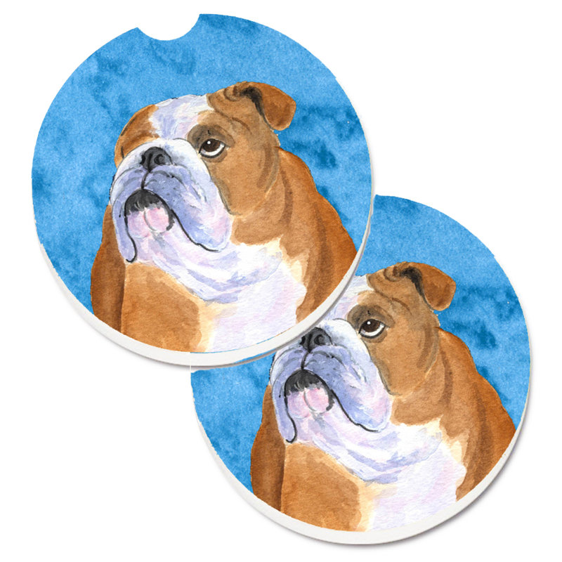 Sous-verre barbu collie voiture, Bouledogue anglais brun