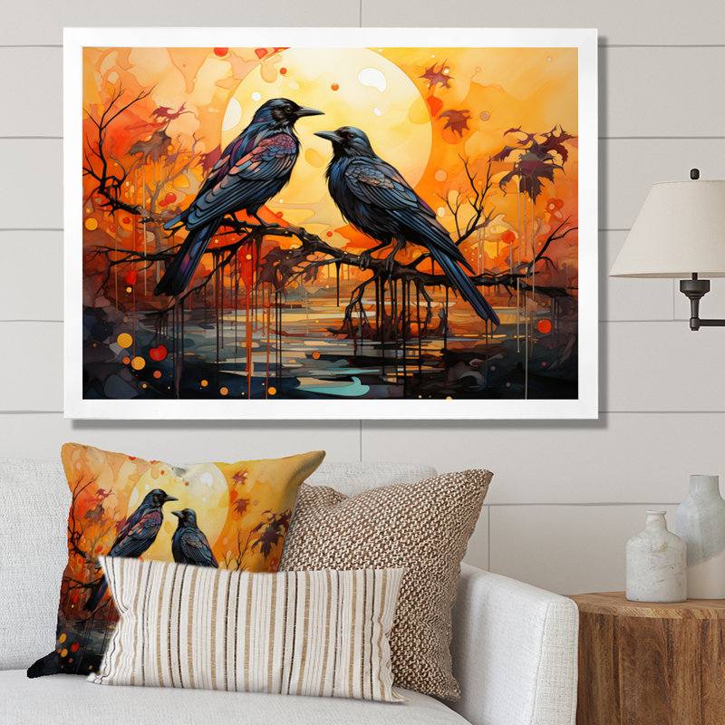 Crow Regal Renaissance II sur impression sur toile, H 12 po x l 20 po x P 1 po, Cadre simple blanc