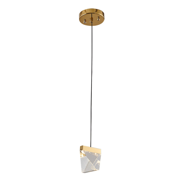 1 Light Single Geometric LED Pendant with Crystal Shade