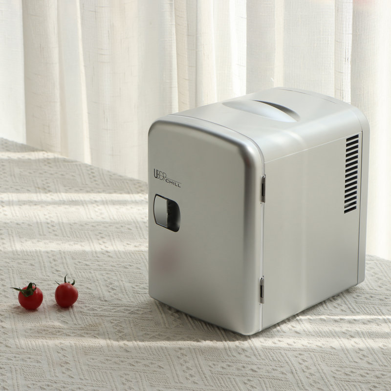 Uber Appliance 0.14 Cubic Feet Portable Countertop Mini Fridge, Silver