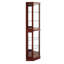 Vitrine 6 tablettes avec lumières, dossier en miroir, armoire d'angle lumineuse réglable, miroir, tablettes, cerisier-417997549
