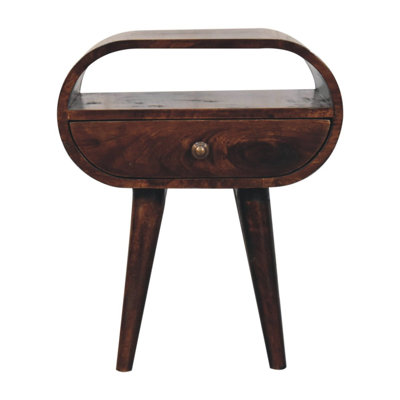 Artisan Furniture Solid Wood Circular Bedside With Open Slot
