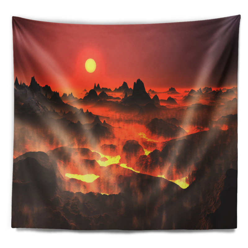 Tapisserie paysage paysage volcanique, H 32 po x l 39 po
