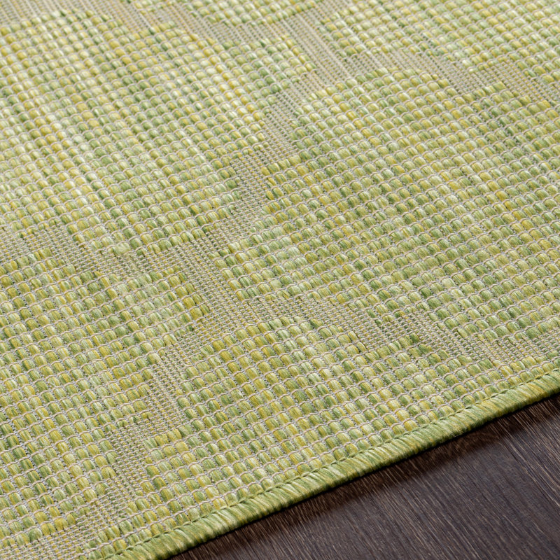 Tapis intérieur / extérieur vert Brimberry, Tapis de couloir 2 pi 7 po x 7 pi 3 po