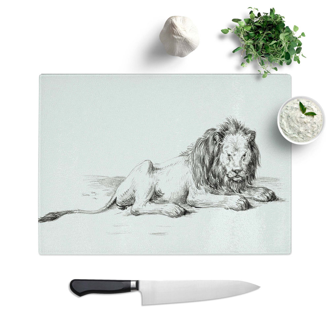 Tempered Glass Sketch of a Lion by Jean Bernard Chopping Board