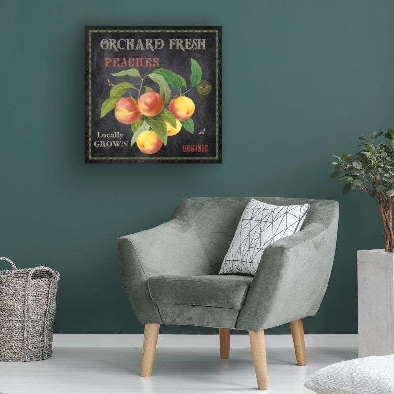 Wrapped Canvas Wall Art - Jean Plout 'Orchard Fresh Peaches' Wall Art for Living Room, Bedroom, or Office Décor - 18x18