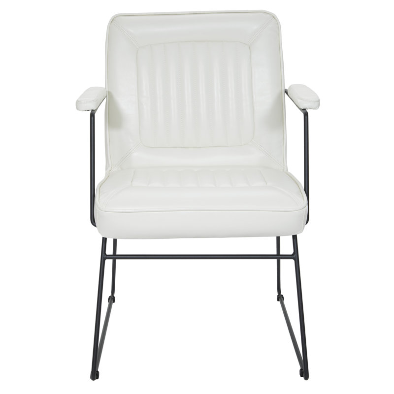 Fauteuil capitonné de 23,75 po Marrone, Similicuir blanc