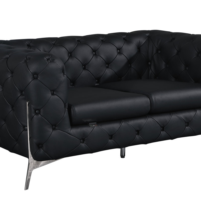 Causeuse 100% cuir Global United, Noir