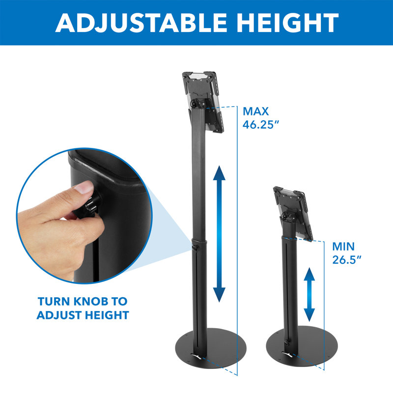 Support de tablette de plancher réglable pour la plupart des tablettes de 9,7 po à 13,1 po, Noir