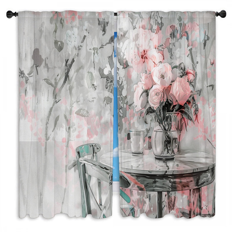 Rideaux de fleurs à motif floral - 2 panneaux, L 40 po x L 61 po