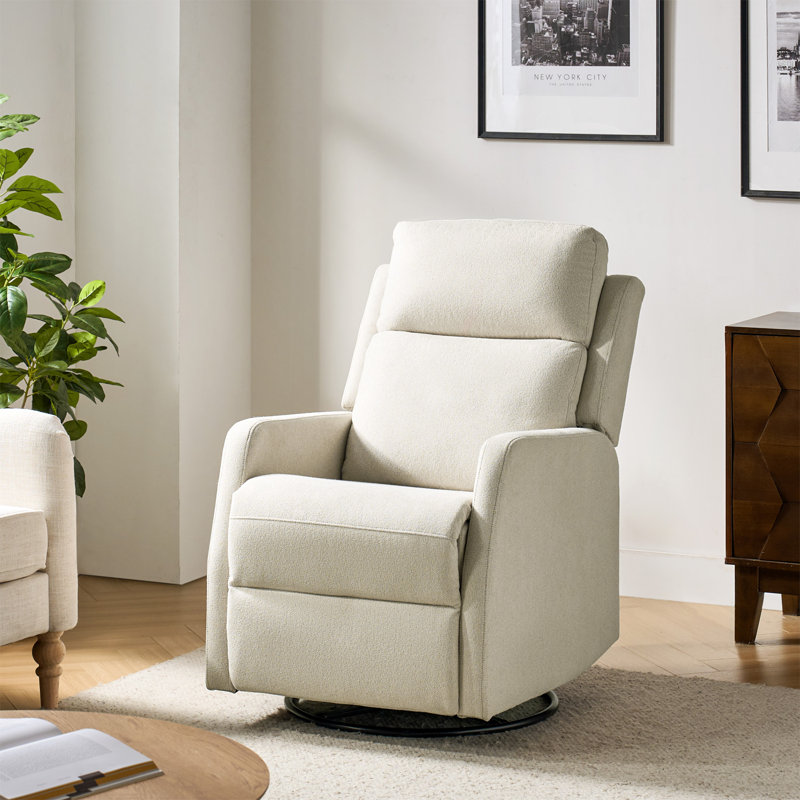 Adwit 26.5"W Modern Swivel Rocker Manual Recliner, Beige