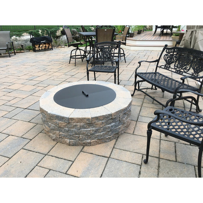 Steel Fire Pit Lid, Stainless Steel, 2" H x 40" W x 40" D