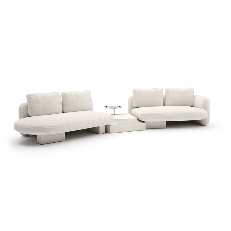 *Overlap Left Bumper Sectional Dk Taupe, White Polyester Blend