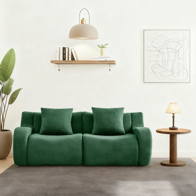 Canapé 2 places rembourré et moderne en tissu peluche désossé avec base antidérapante