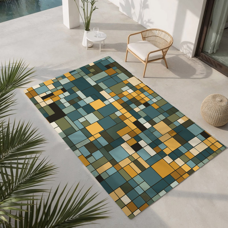 Tapis d'intérieur et d'extérieur à patchwork coloré, Rectangle 1 pi 6 po x 2 pi 6 po