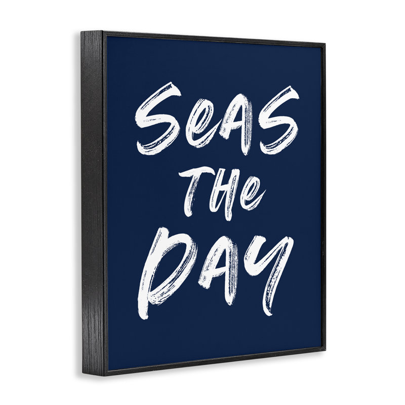 «Seas The Day Sentiment», estampe numérique giclée, H 14 po x l 11 po, Giclée encadrée noir minuit