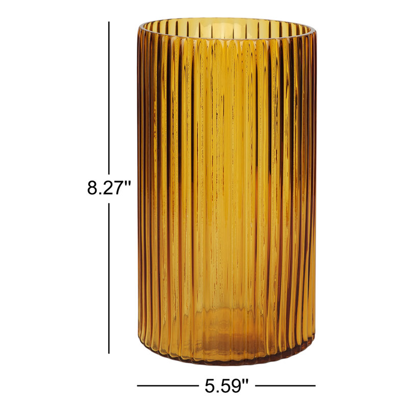 Vase de table 11 po, 8.27" H x 5.59" W x 5.59" D, Ambre